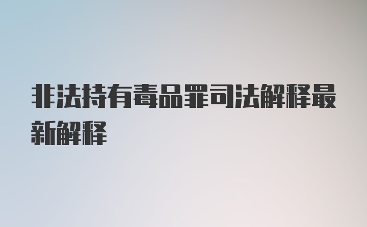 非法持有毒品罪司法解释最新解释