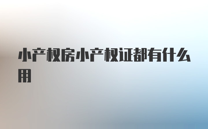 小产权房小产权证都有什么用