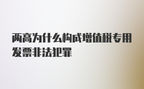 两高为什么构成增值税专用发票非法犯罪