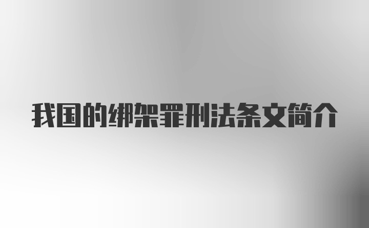 我国的绑架罪刑法条文简介