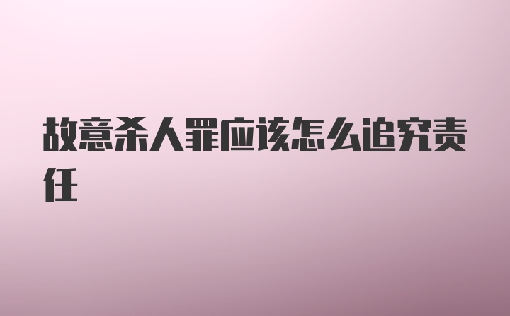 故意杀人罪应该怎么追究责任