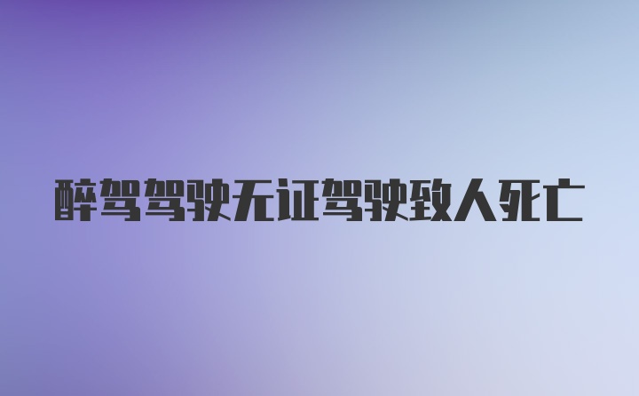 醉驾驾驶无证驾驶致人死亡