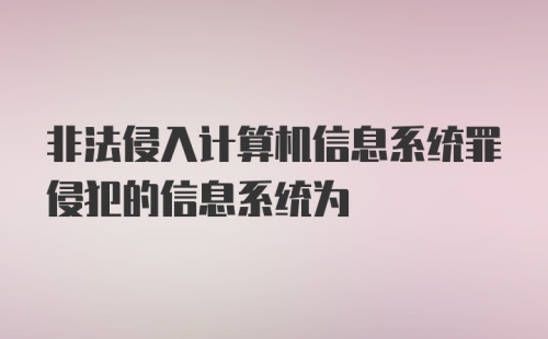 非法侵入计算机信息系统罪侵犯的信息系统为