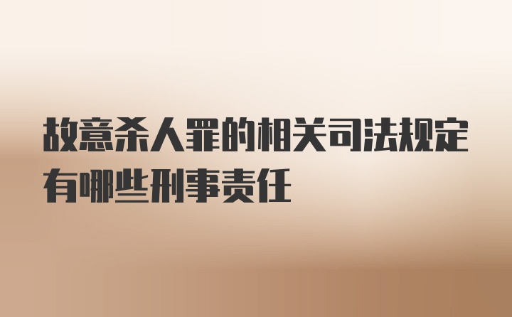 故意杀人罪的相关司法规定有哪些刑事责任