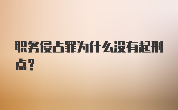 职务侵占罪为什么没有起刑点?