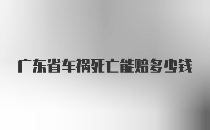 广东省车祸死亡能赔多少钱