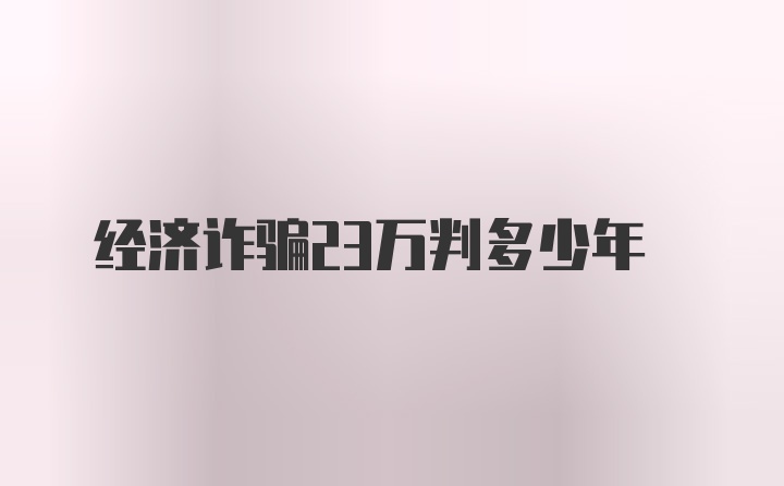 经济诈骗23万判多少年