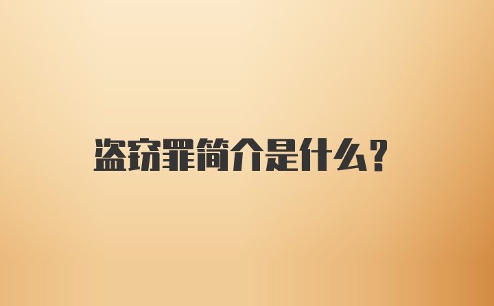 盗窃罪简介是什么？