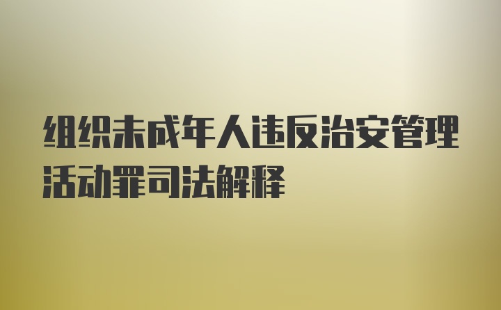 组织未成年人违反治安管理活动罪司法解释