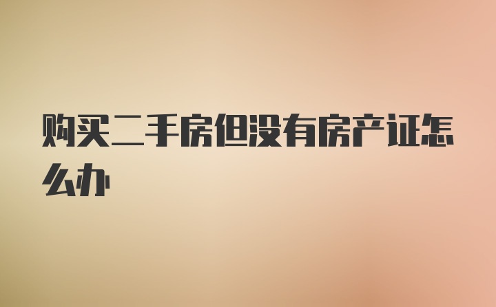 购买二手房但没有房产证怎么办