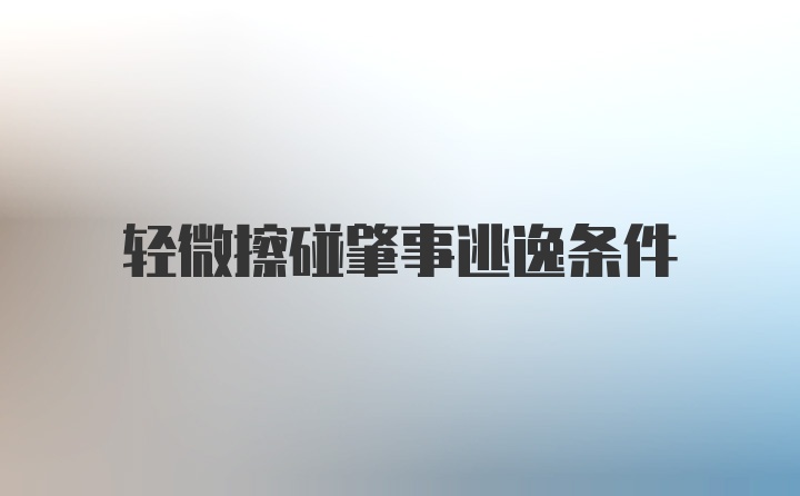 轻微擦碰肇事逃逸条件