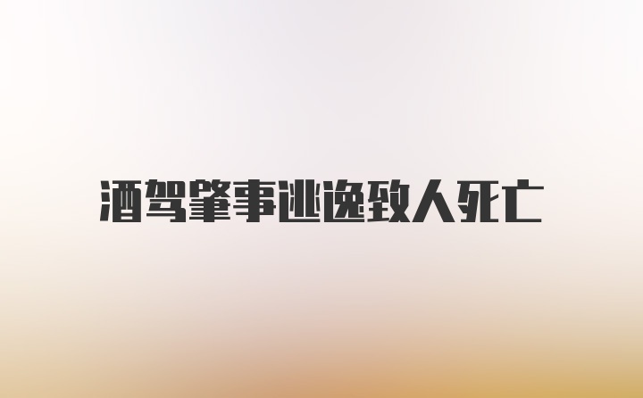 酒驾肇事逃逸致人死亡