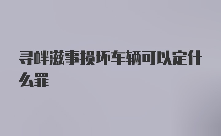 寻衅滋事损坏车辆可以定什么罪