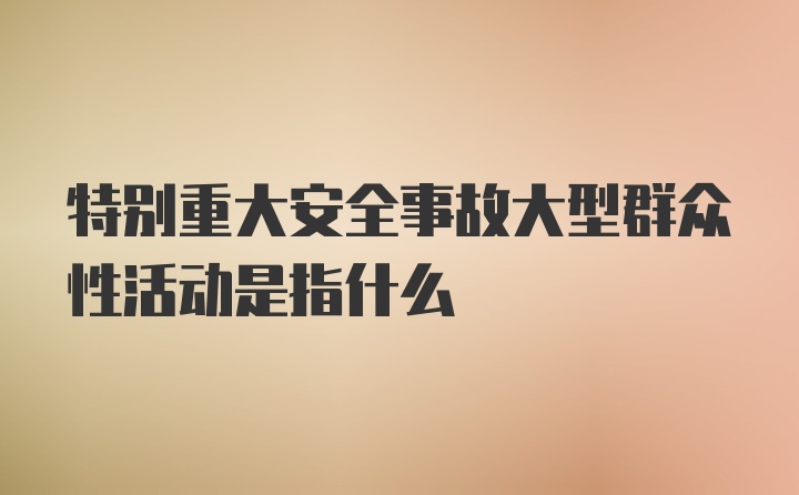 特别重大安全事故大型群众性活动是指什么