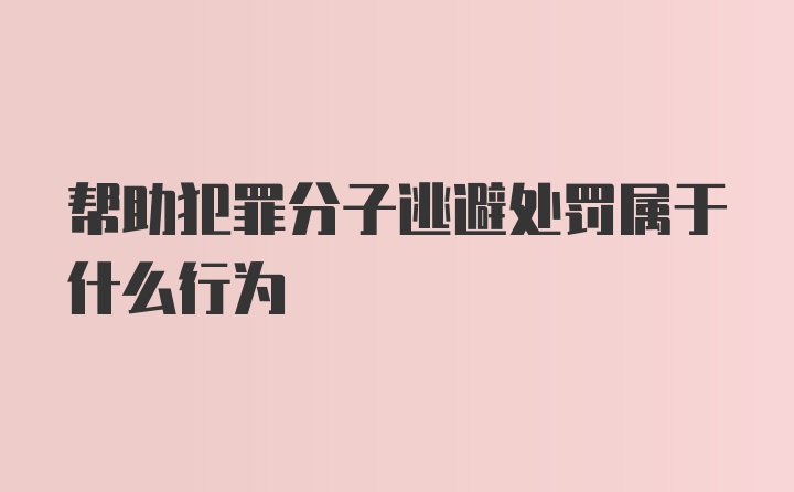 帮助犯罪分子逃避处罚属于什么行为