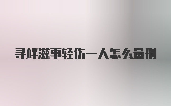 寻衅滋事轻伤一人怎么量刑