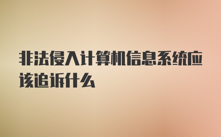 非法侵入计算机信息系统应该追诉什么