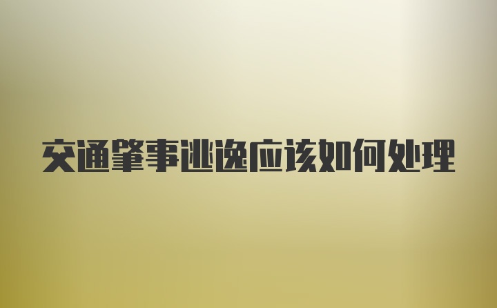 交通肇事逃逸应该如何处理