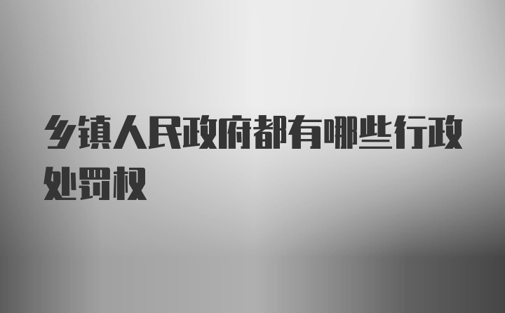 乡镇人民政府都有哪些行政处罚权