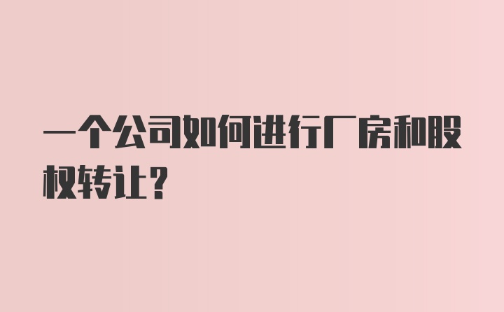 一个公司如何进行厂房和股权转让？