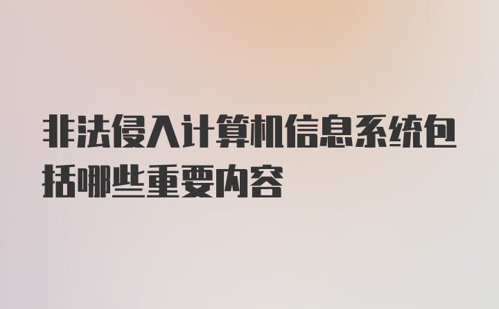 非法侵入计算机信息系统包括哪些重要内容