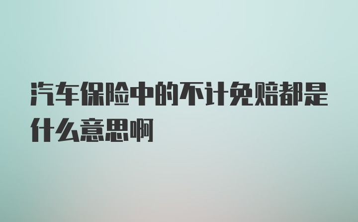 汽车保险中的不计免赔都是什么意思啊