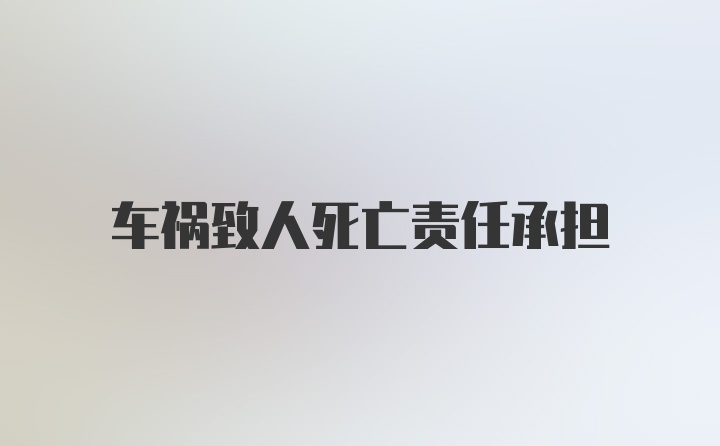 车祸致人死亡责任承担