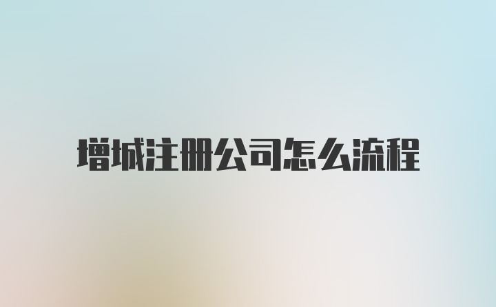 增城注册公司怎么流程