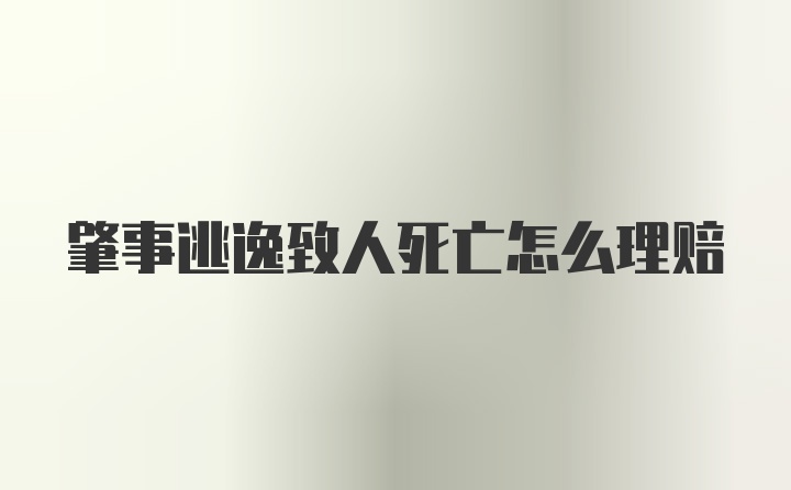 肇事逃逸致人死亡怎么理赔