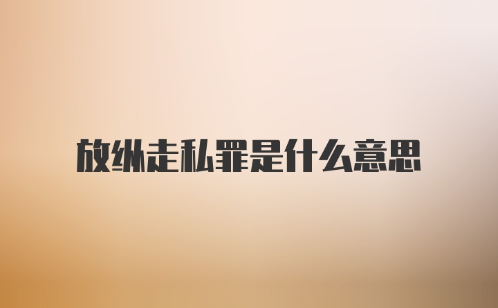 放纵走私罪是什么意思