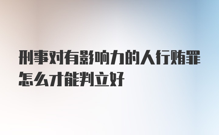 刑事对有影响力的人行贿罪怎么才能判立好