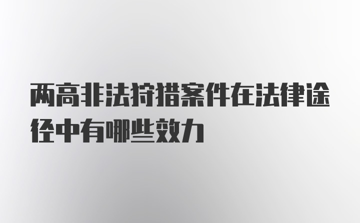 两高非法狩猎案件在法律途径中有哪些效力