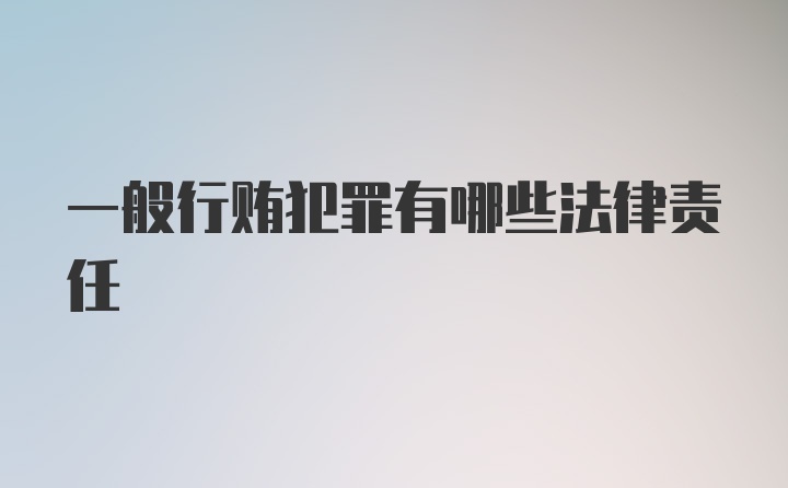 一般行贿犯罪有哪些法律责任