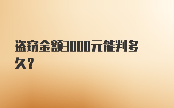 盗窃金额3000元能判多久？