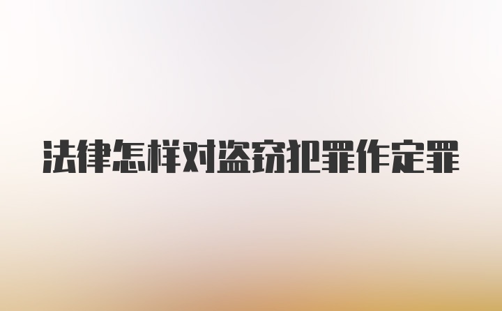 法律怎样对盗窃犯罪作定罪