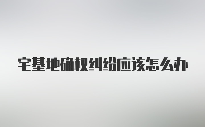 宅基地确权纠纷应该怎么办