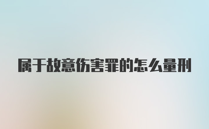 属于故意伤害罪的怎么量刑