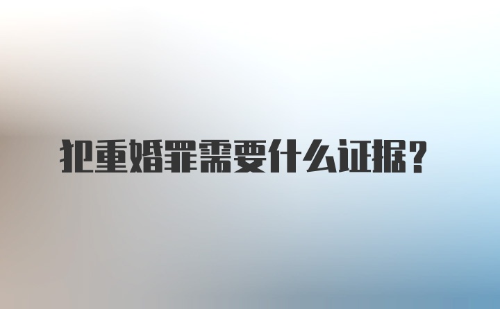 犯重婚罪需要什么证据？