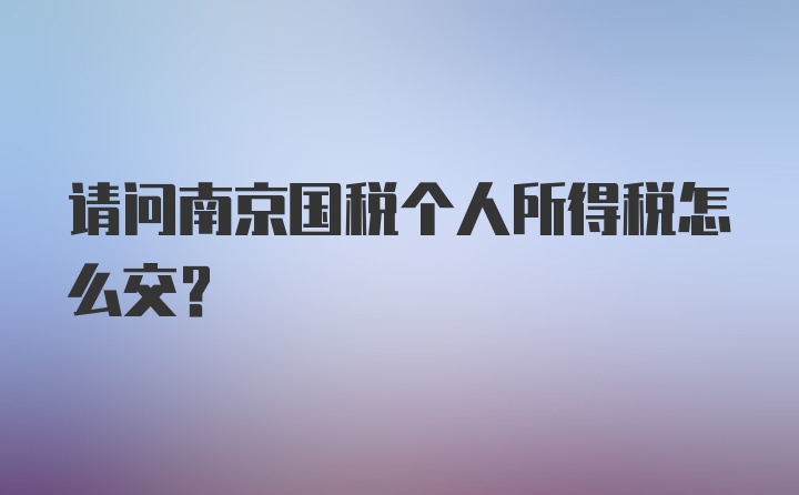 请问南京国税个人所得税怎么交？