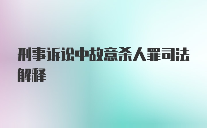 刑事诉讼中故意杀人罪司法解释