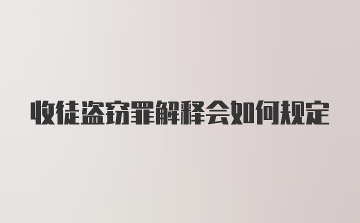 收徒盗窃罪解释会如何规定