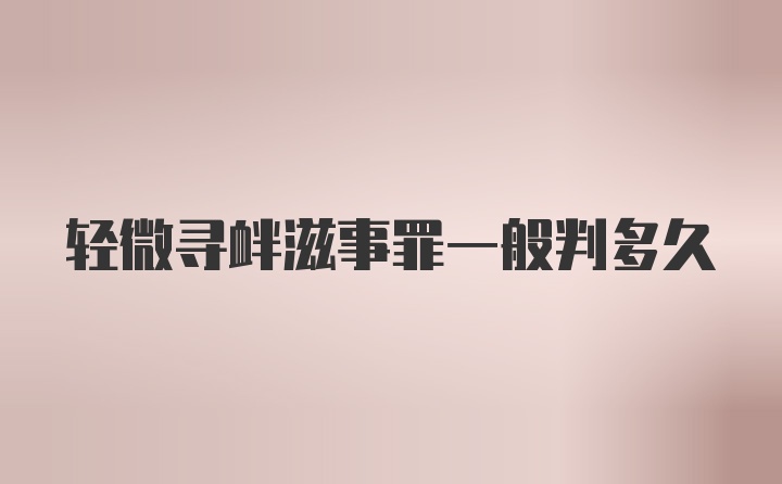轻微寻衅滋事罪一般判多久