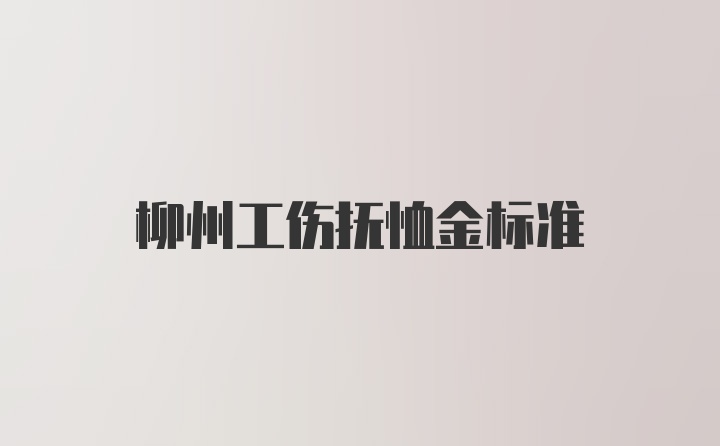 柳州工伤抚恤金标准