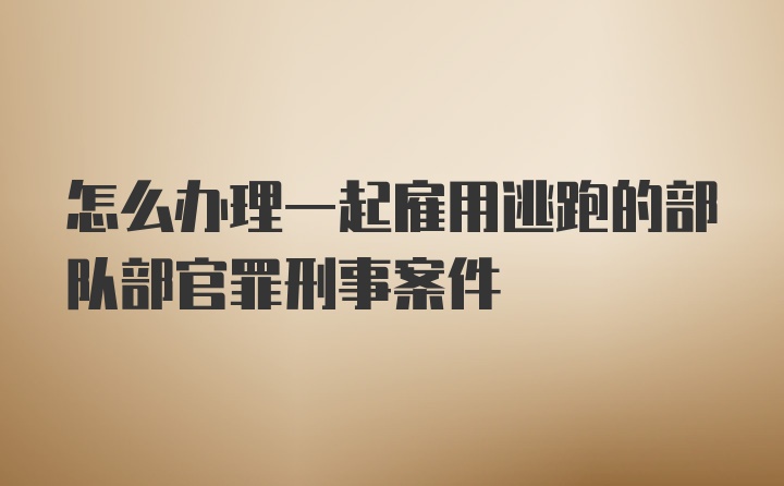 怎么办理一起雇用逃跑的部队部官罪刑事案件