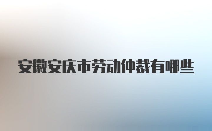 安徽安庆市劳动仲裁有哪些