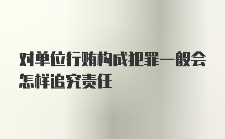 对单位行贿构成犯罪一般会怎样追究责任