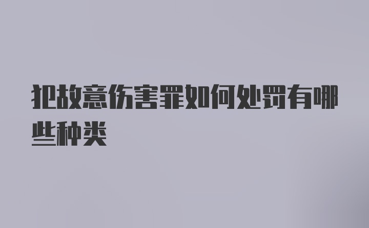 犯故意伤害罪如何处罚有哪些种类