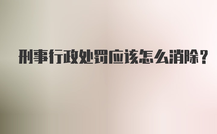 刑事行政处罚应该怎么消除?