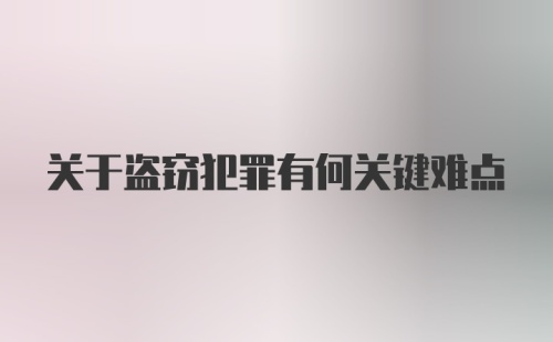 关于盗窃犯罪有何关键难点