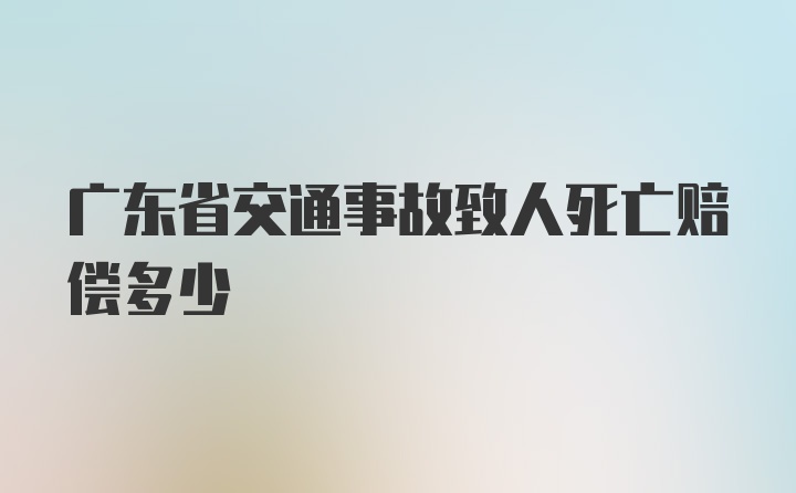 广东省交通事故致人死亡赔偿多少